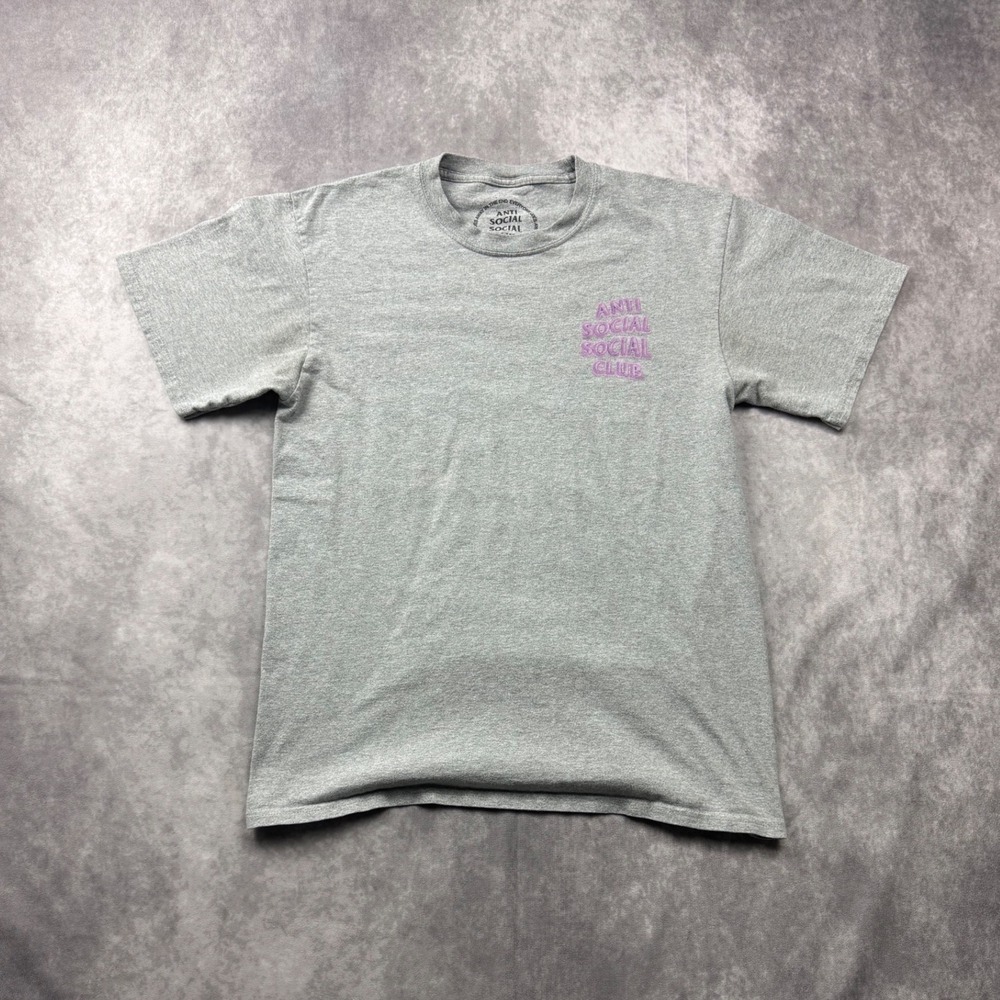 Anti Social Social Club Gray Purple Puff Print Logo T-Shirt Mens Medium ASSC